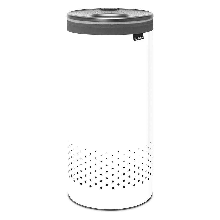 Brabantia kôš na bielizeň 35 l – oceľový s plastovým vekom a vyberateľným bavlneným vakom, biely