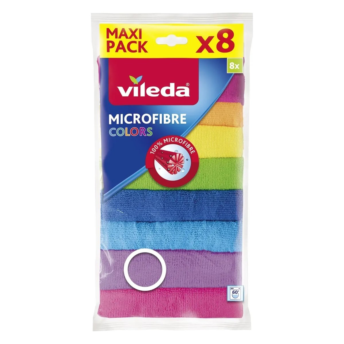 Vileda Microfibre Colors – univerzálne mikrohandričky 30 × 30 cm, 8 ks